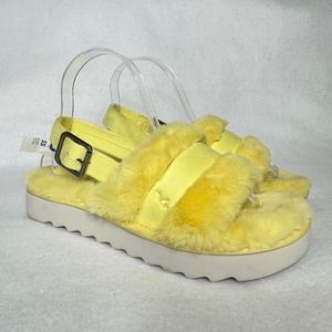 Koolaburra UGG Slingback Faux Fur Sandal Slippers Yellow Size 7 Style 1134590